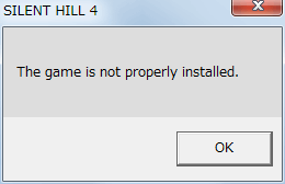 サバイバルホラーアドベンチャー PC ゲーム SILENT HILL 4 THE ROOM ゲームプレイ最適化メモ、SILENT HILL 4 Widescreen Fix アップデート後に The game is not properly installed が表示されてゲームが起動できなくなった場合の対処法
