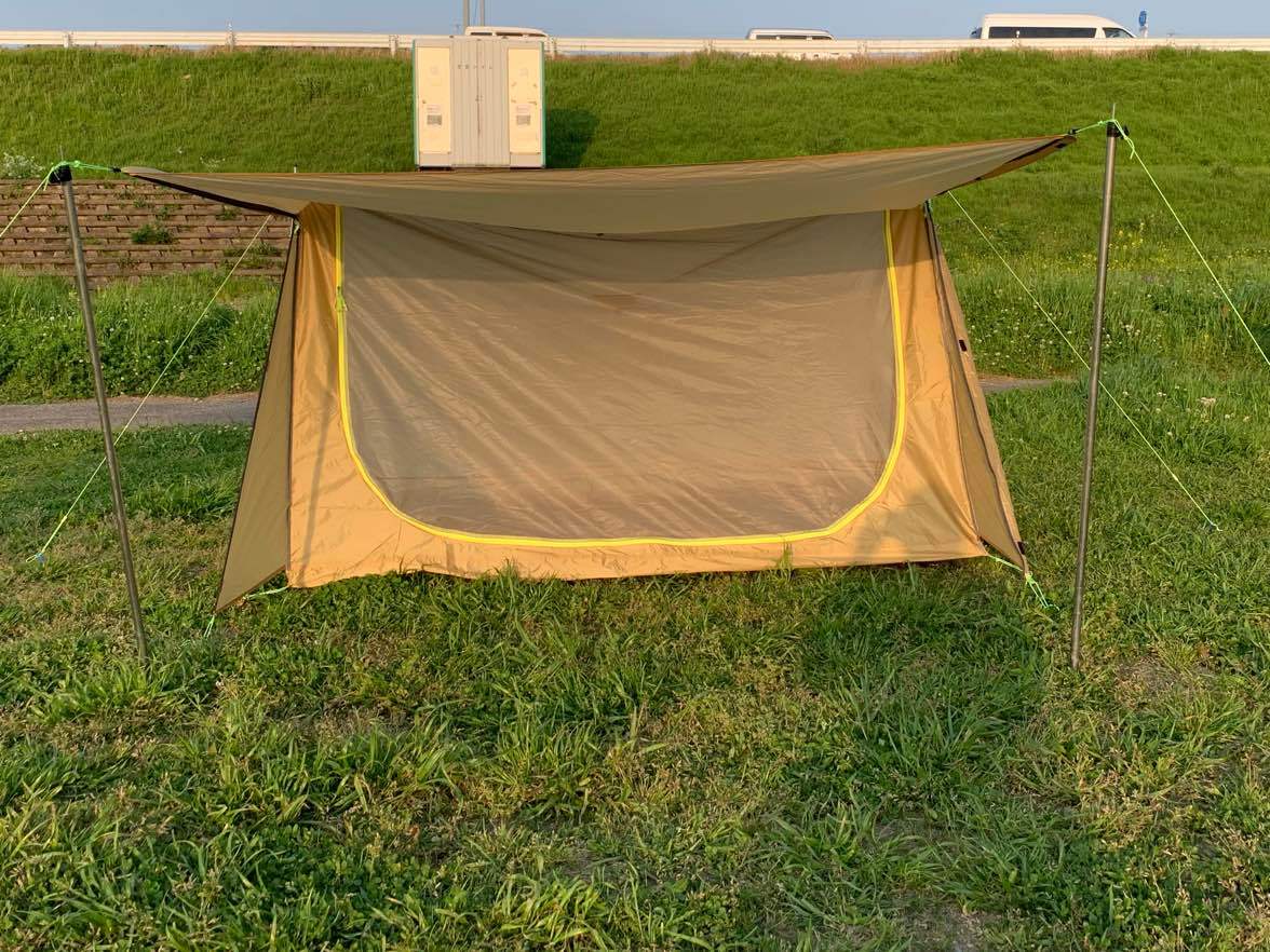超軽量パップテント風シェルター試し張り - キャンプグッズ・テント・タープ