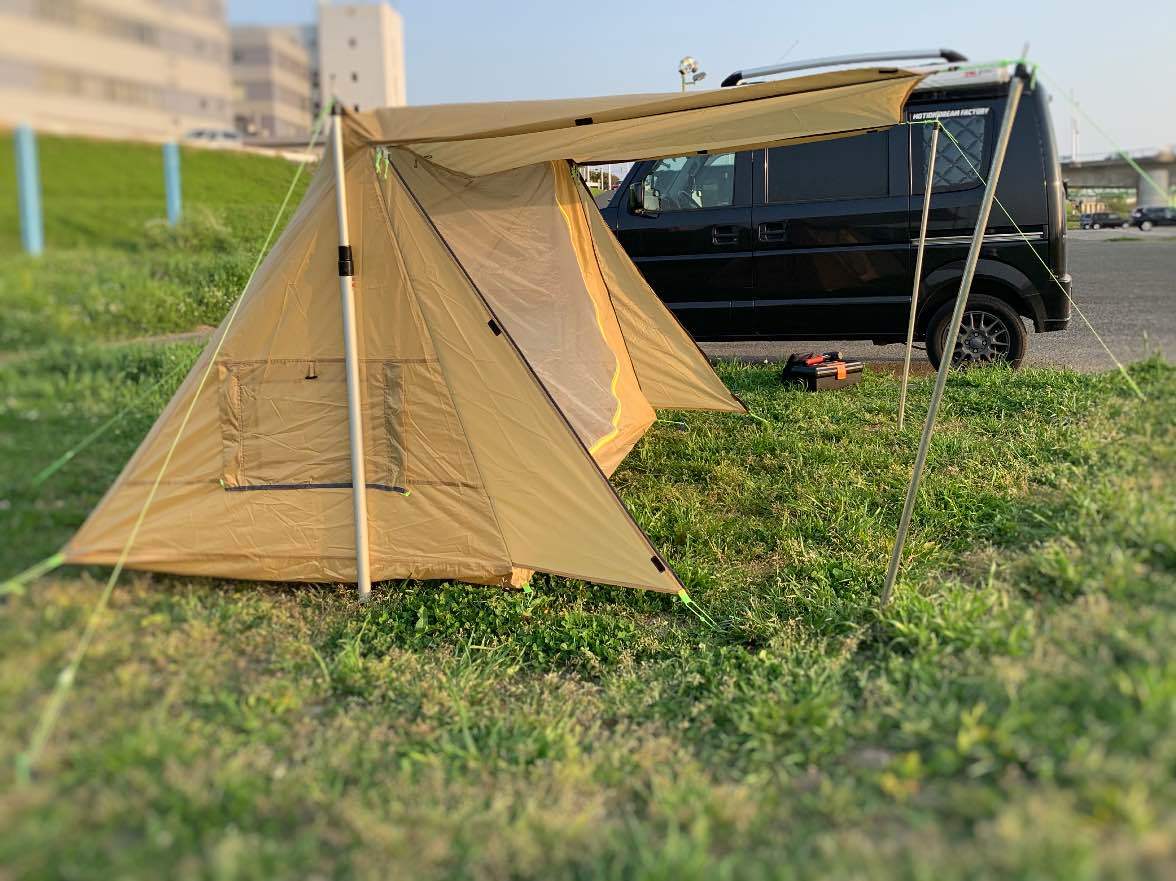 超軽量パップテント風シェルター試し張り - キャンプグッズ・テント・タープ