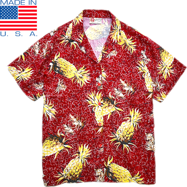 アメリカ製アロハシャツALOHAハワイアンシャツUSA製メンズレディースコーデ＠古着屋カチカチ