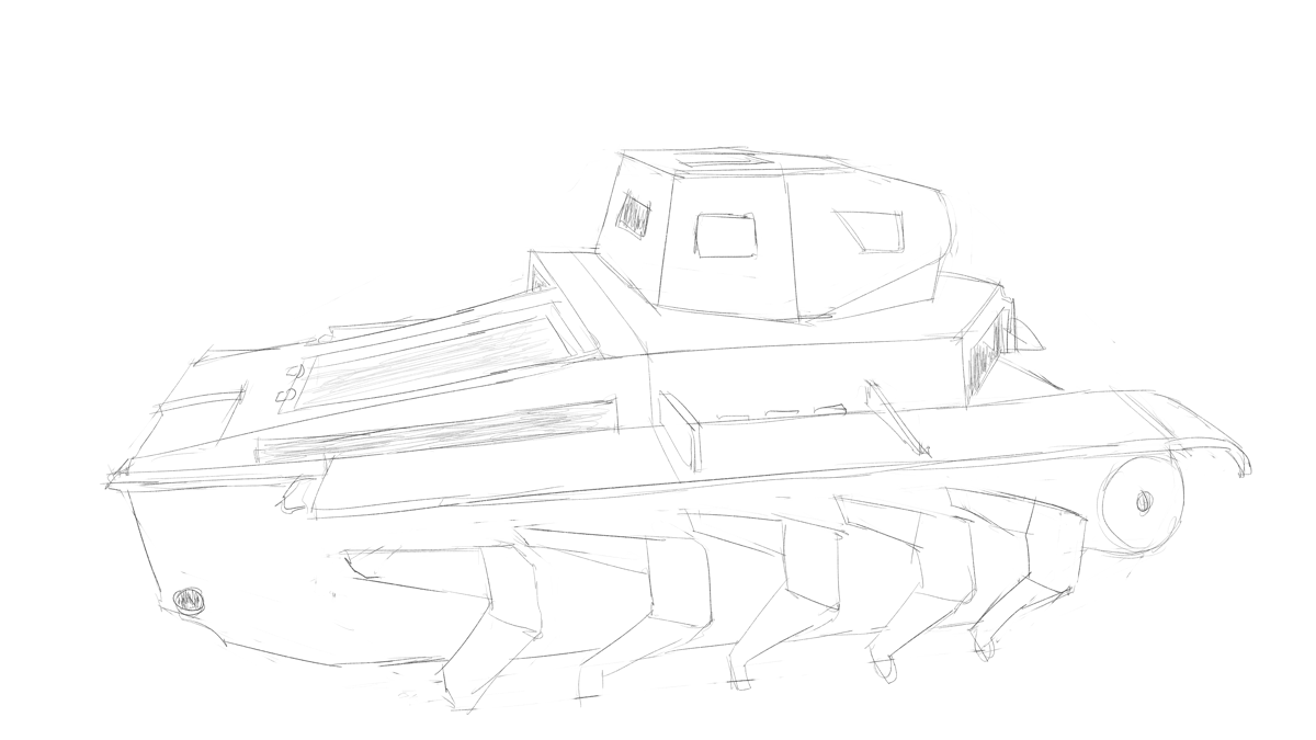 タミヤのミリタリーミニチュアシリーズ タミヤ MMシリーズのNo.292 ドイツ II号戦車 A～C型(フランス戦線)をスケッチ
