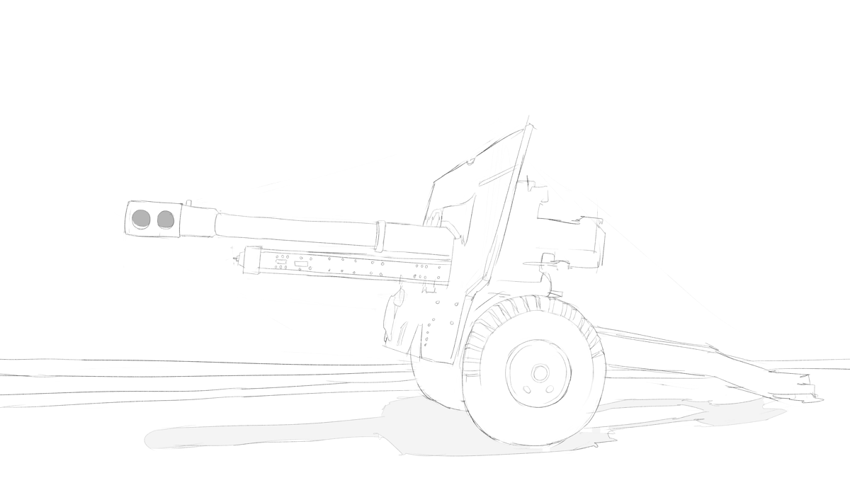 タミヤのミリタリーミニチュアシリーズ No.044 イギリス 25ポンド砲 スケッチ